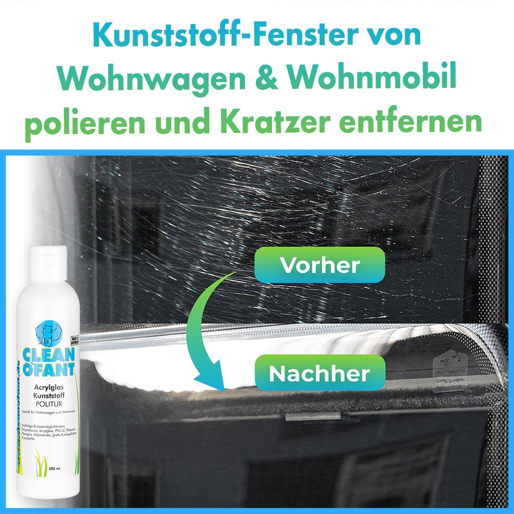 Kunststoff-Fenster von Wohnwagen & Wohnmobil polieren und Kratzer entfernen - CLEANOFANT