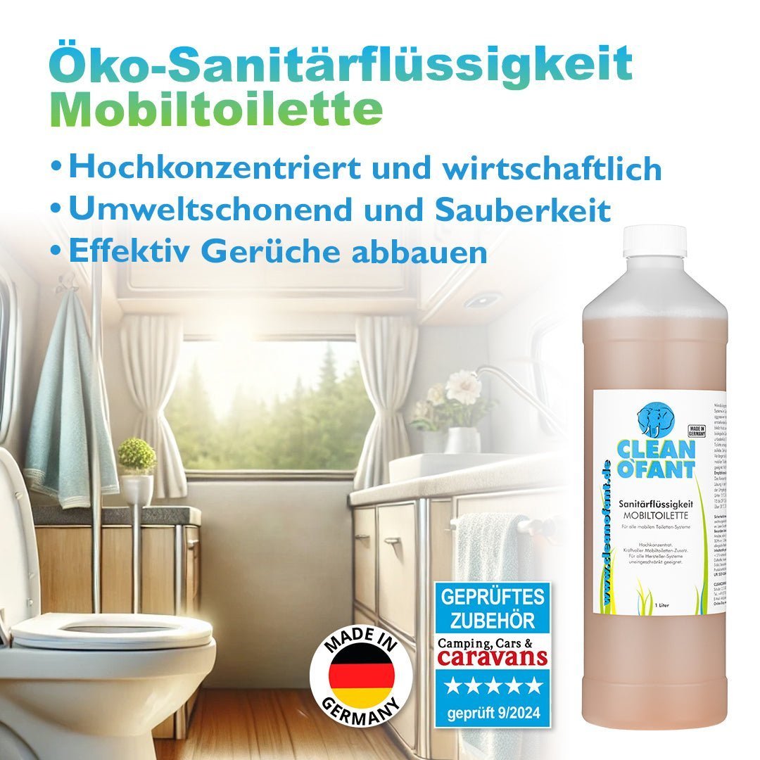 Sanitärflüssigkeit für Campingtoiletten von Wohnwagen und Wohnmobil: Hygienisch, effizient und umweltfreundlich - CLEANOFANT