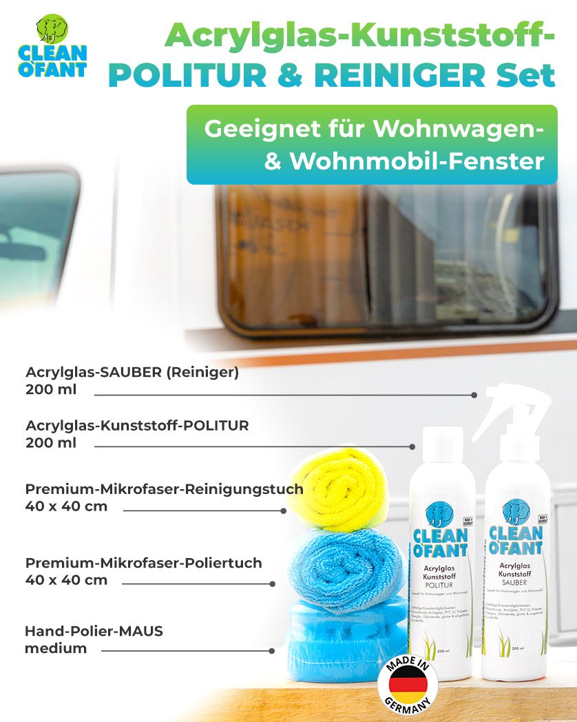 CLEANOFANT Acrylglas - Kunststoff - POLITUR & REINIGER Set - CLEANOFANT