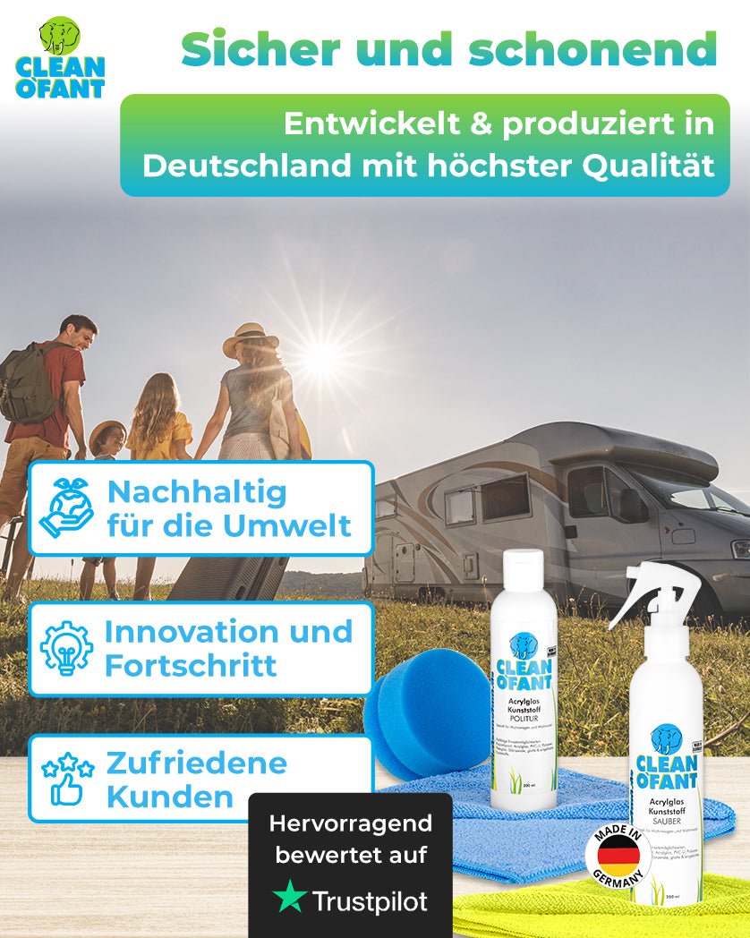 CLEANOFANT Acrylglas - Kunststoff - POLITUR & REINIGER Set - CLEANOFANT