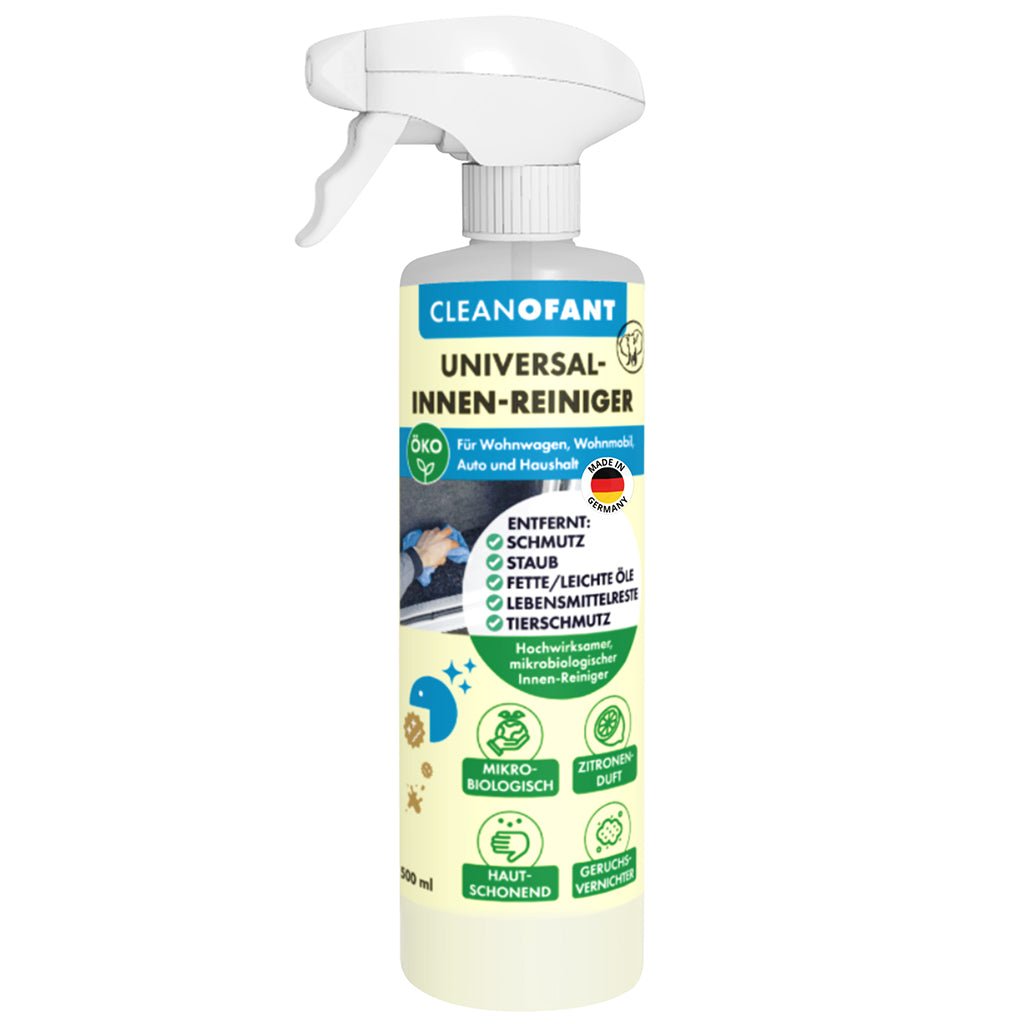 Universal - Innenreiniger Mikrobiologisch Duft Zitrone - 500 ml entfernt Staub, Fette, leichte Öle, Getränke - und Lebensmittelreste, Tierschmutz uvm. (Caravan / Wohnwagen / Wohnmobil) - CLEANOFANT