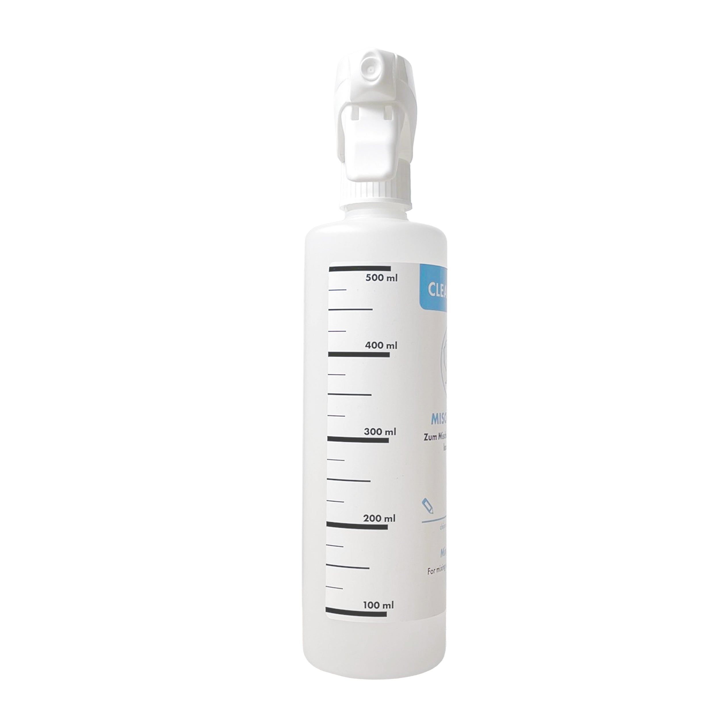 CLEANOFANT 500 ml Mischflasche mit Skalierung von 100 ml bis 500 ml inkl. Sprühpistole für Reinigungs - und Pflege - Konzentrate - CLEANOFANT