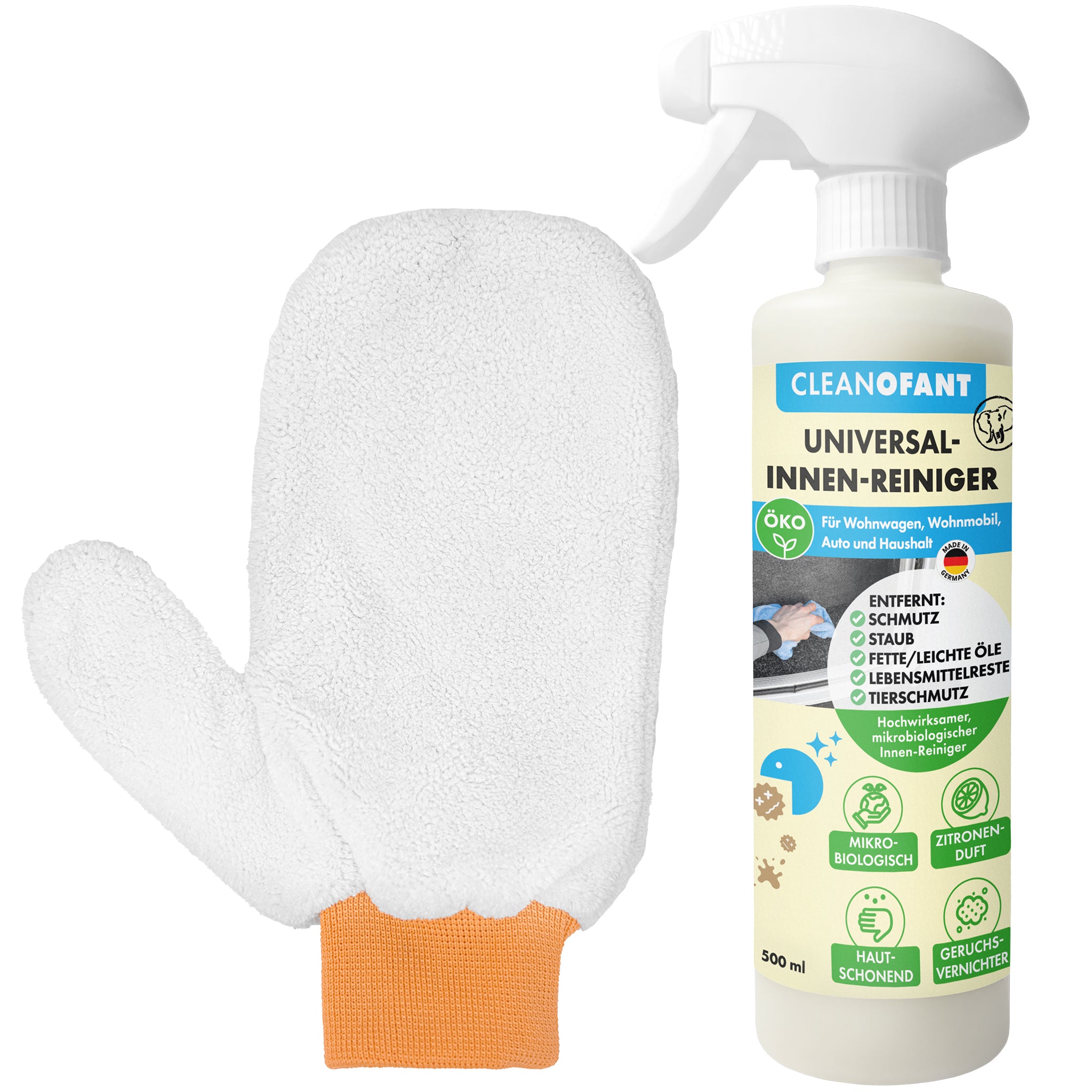 Innenreiniger Mikrobiologie statt Chemie - 500 ml + Mikrofaser-Reinigungshandschuh