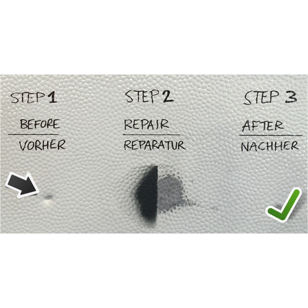 HBC System Wohnwagenreparatur Caravanreparatur Wohnmobilreparatur System E1 - Vorher - Nachher HBC 00.513
