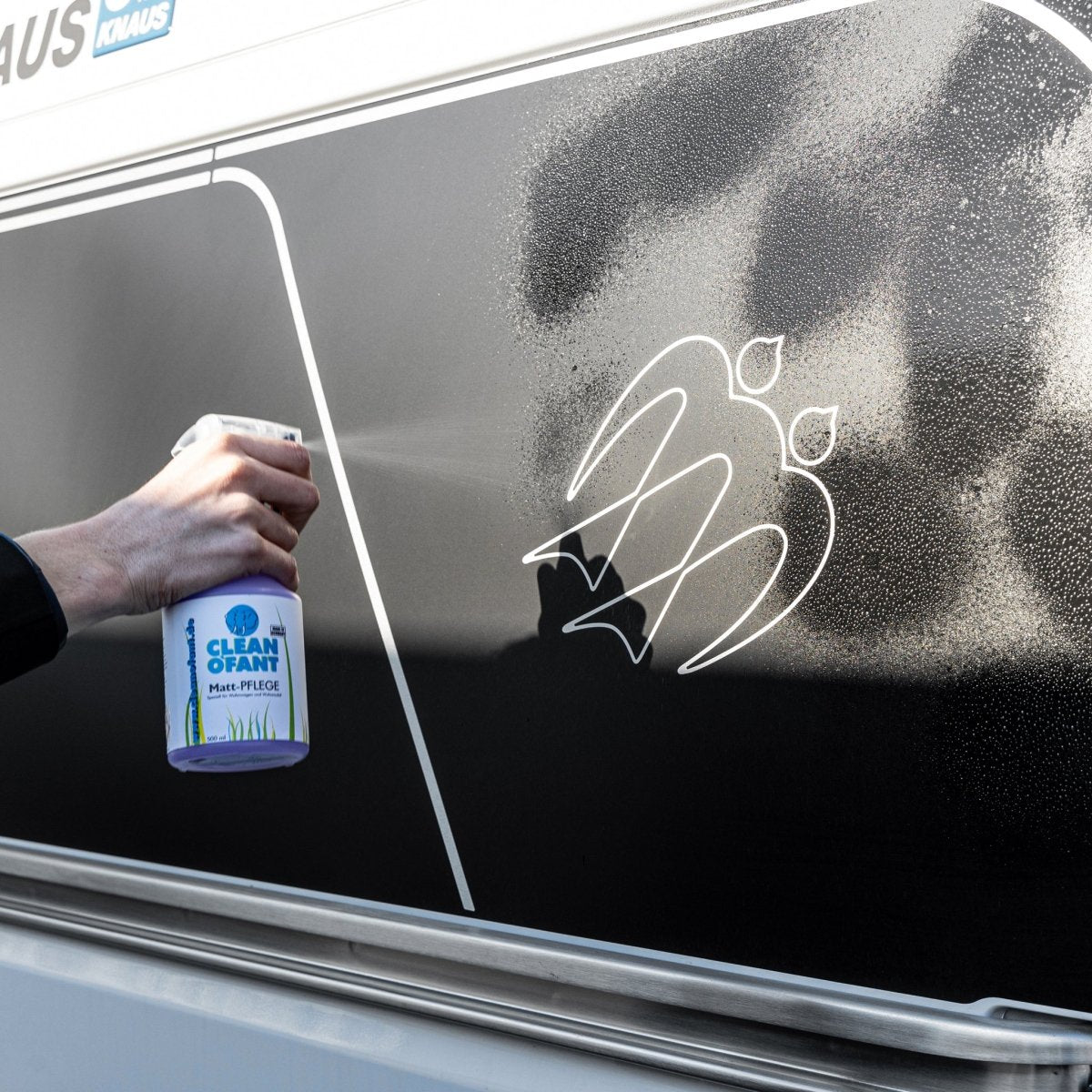 CLEANOFANT Mattpflege 500ml für Mattlack & Mattfolie bei Wohnwagen Wohnmobil Caravan