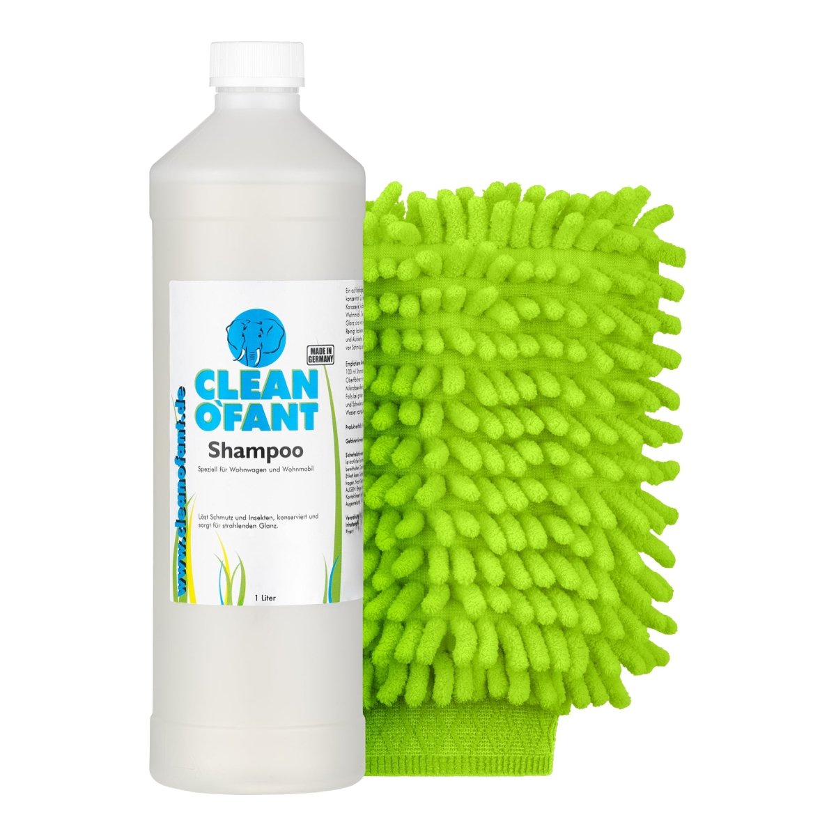 Shampoo mit Wachs 1 L + Mikrofaser-Reinigungshandschuh ultraweich - CLEANOFANT