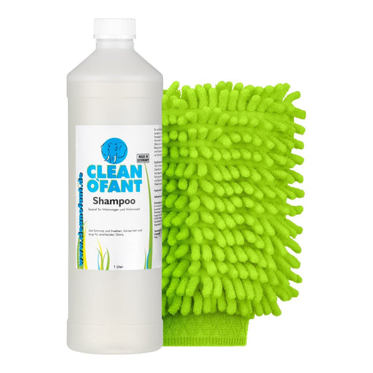 Shampoo mit Wachs 1 L + Mikrofaser-Reinigungshandschuh ultraweich - CLEANOFANT