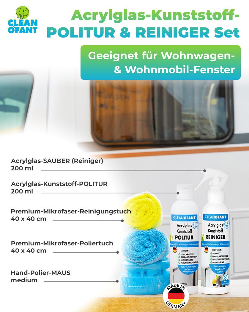 Acrylglas-Kunststoff-POLITUR & REINIGER Set - CLEANOFANT