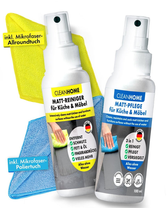 CLEANHOME Matt - SAUBER + Matt - PFLEGE - SET für matte Küchen - und Möbelfronten - CLEANOFANT