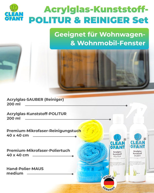 CLEANOFANT Acrylglas - Kunststoff - POLITUR & REINIGER Set - CLEANOFANT
