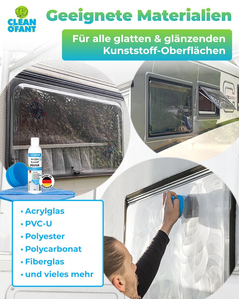 Acrylglas-Kunststoff-POLITUR Set (Handpolitur) - CLEANOFANT