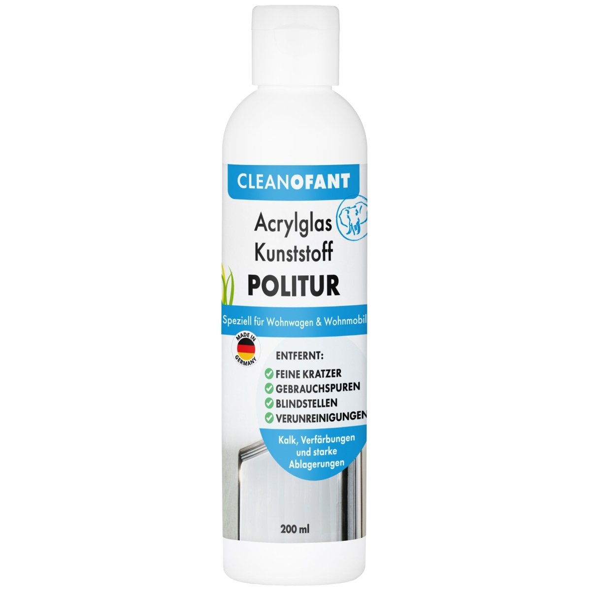 Acrylglas-Kunststoff-POLITUR Set mit Adapter (für Akku-Schrauber / Poliermaschine) - CLEANOFANT