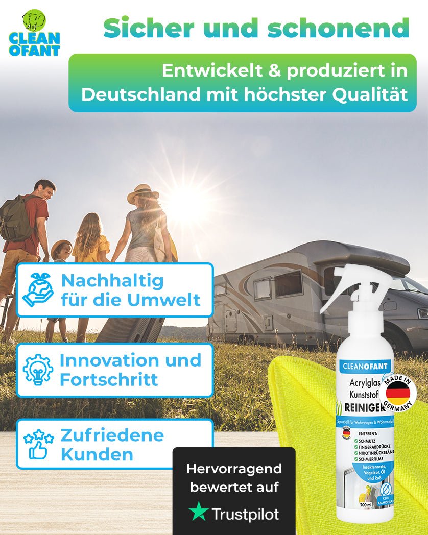 Acrylglas-Kunststoff-REINIGER 200 ml + 1x Mikrofasertuch GELB - CLEANOFANT