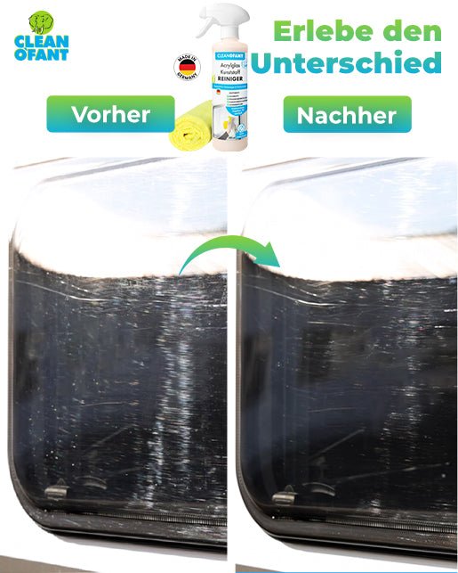 Acrylglas-Kunststoff-REINIGER 500 ml + 1x Mikrofasertuch GELB - CLEANOFANT