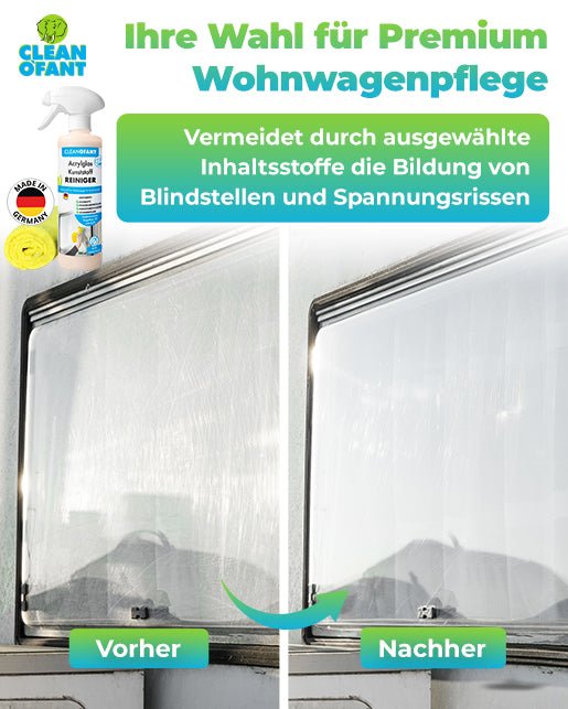Acrylglas-Kunststoff-REINIGER 500 ml + 1x Mikrofasertuch GELB - CLEANOFANT
