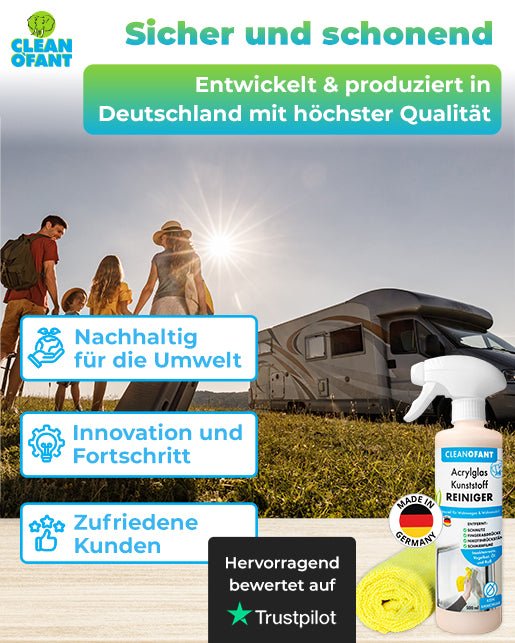 Acrylglas-Kunststoff-REINIGER 500 ml + 1x Mikrofasertuch GELB - CLEANOFANT