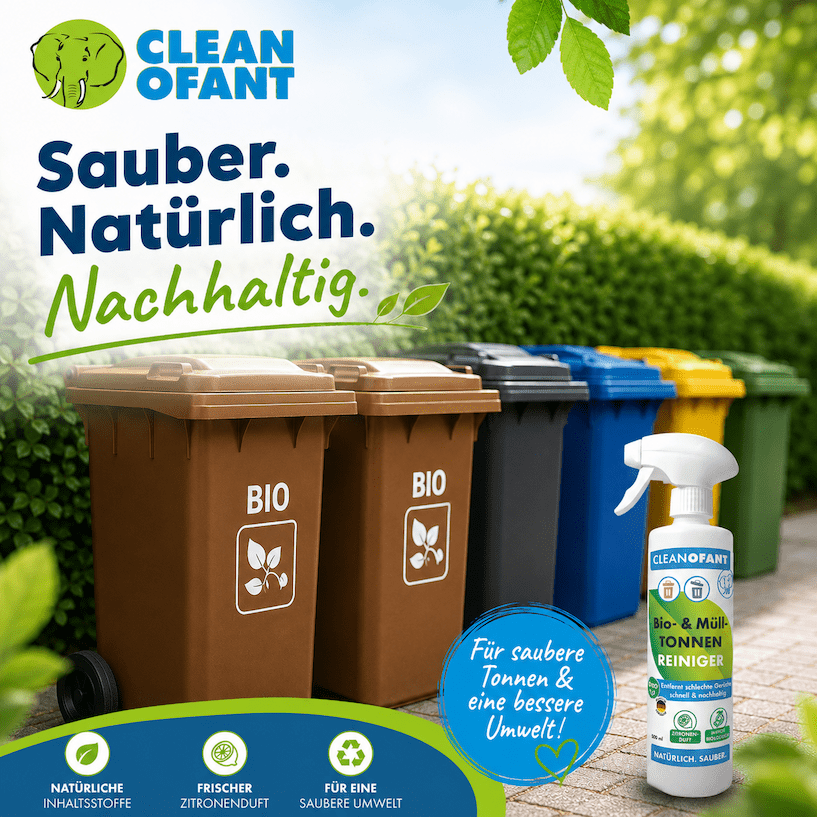 Bio - & Mülltonnen - Reiniger (gebrauchsfertig) 500 ml + Reinigungs - Bürste - CLEANOFANT