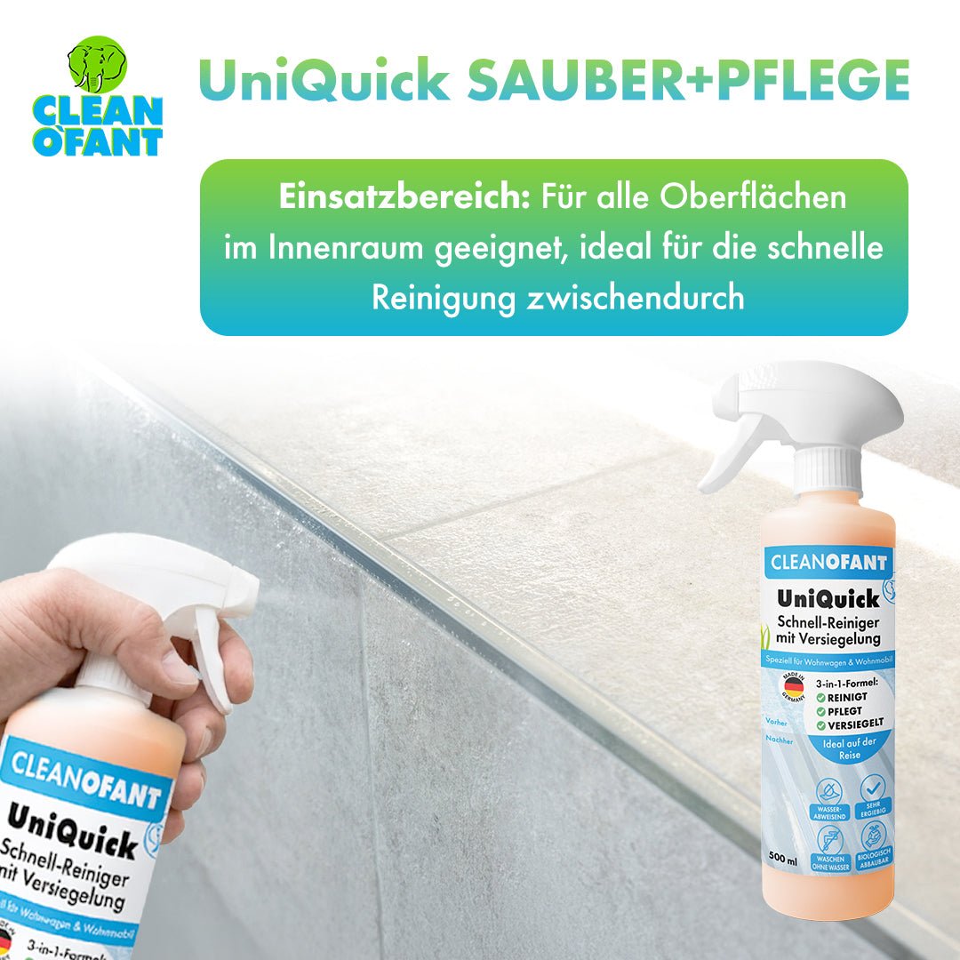 UniQuick SAUBER+PFLEGE + Premium-Mikrofaser-Tuch - CLEANOFANT