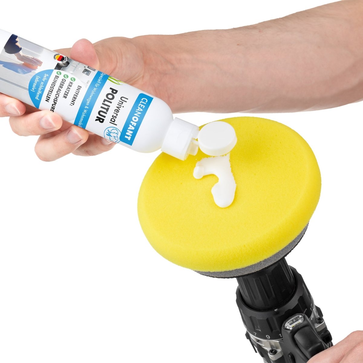 Universal-POLITUR Set mit Adapter (für Akku-Schrauber / Poliermaschine) - CLEANOFANT