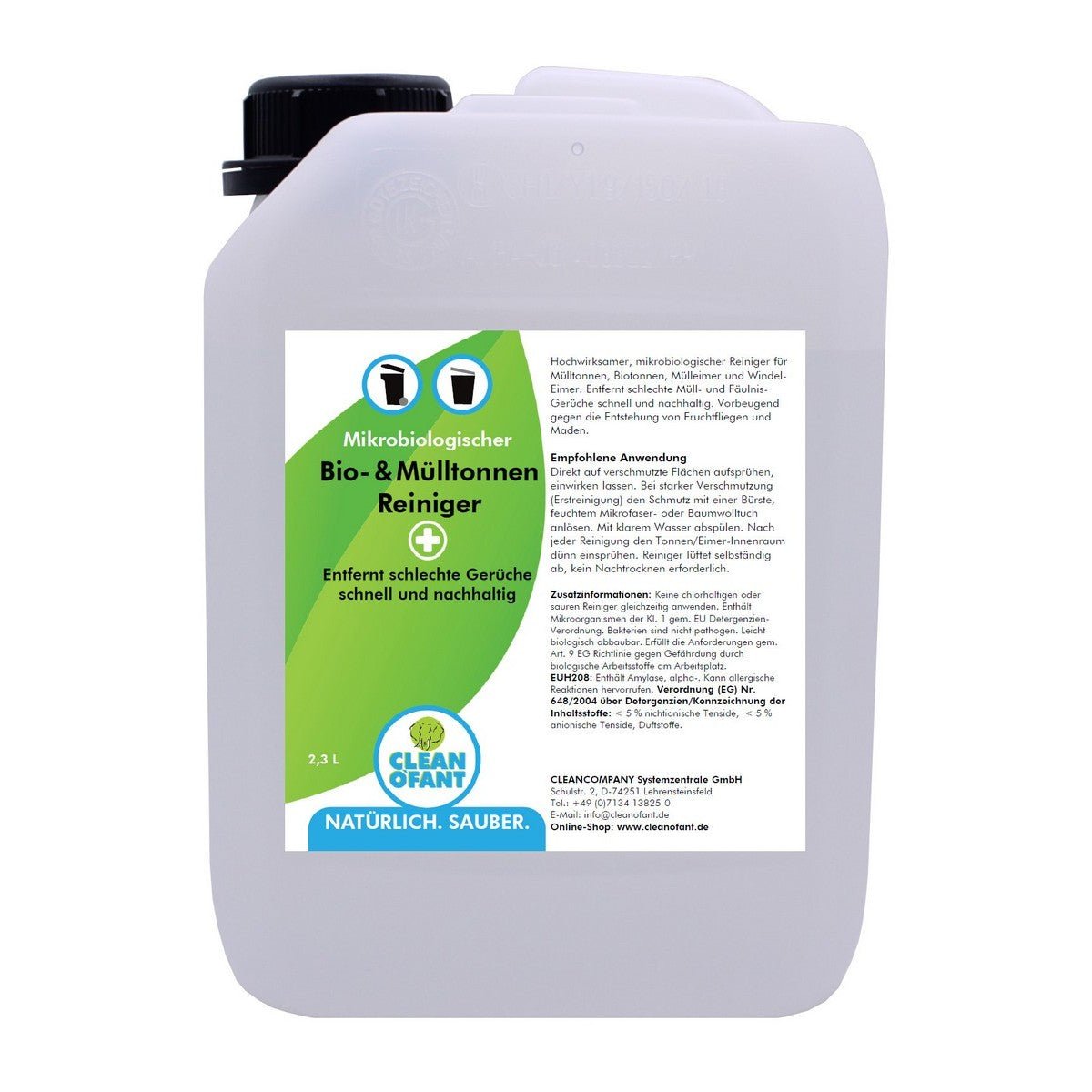 Bio - & Mülltonnen - Reiniger - mikrobiologisch - 4,8 Liter + 500 ml Sprühflasche leer + Reinigungs - Bürste Universal - CLEANOFANT