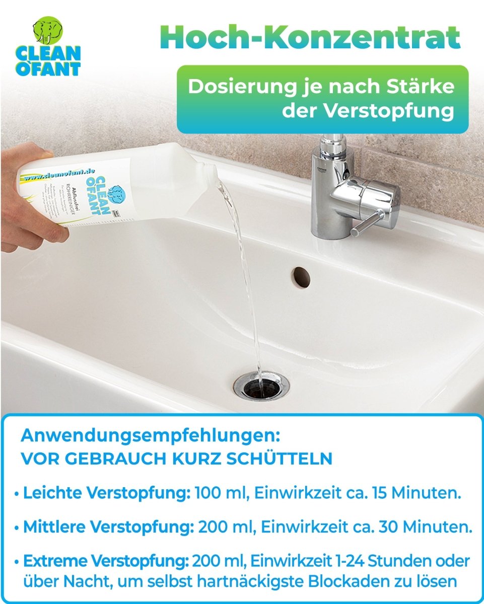 Öko - Abflussfrei ROHRREINIGER – 2 x 1 Liter - CLEANOFANT