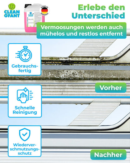 Außen - SAUBER 4,8 Liter Caravan Wohnwagen Wohnmobil Reiniger - entfernt schwarze Streifen, Insekten, Straßen - & Umweltschmutz, Vermoosungen uvm. - CLEANOFANT