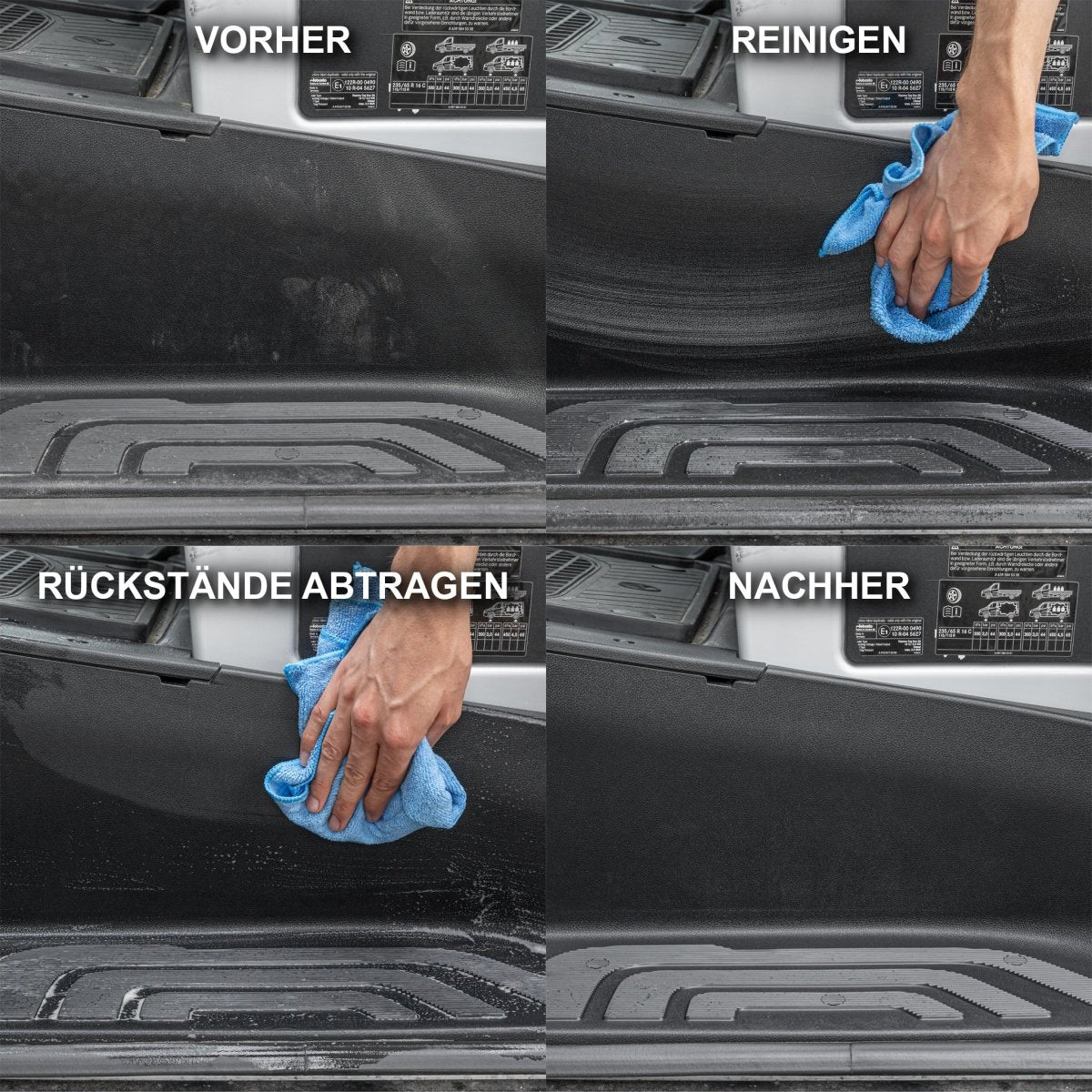 Innen - SAUBER Innenraum - Reiniger pH - 7 (neutral) - 500 ml entfernt Staub, Fette, Nikotin, Getränke - und Lebensmittelreste, Tierschmutz uvm. + Mikrofaser - Reinigungs - Handschuh (Caravan / Wohnwagen / Wohnmobil) - CLEANOFANT