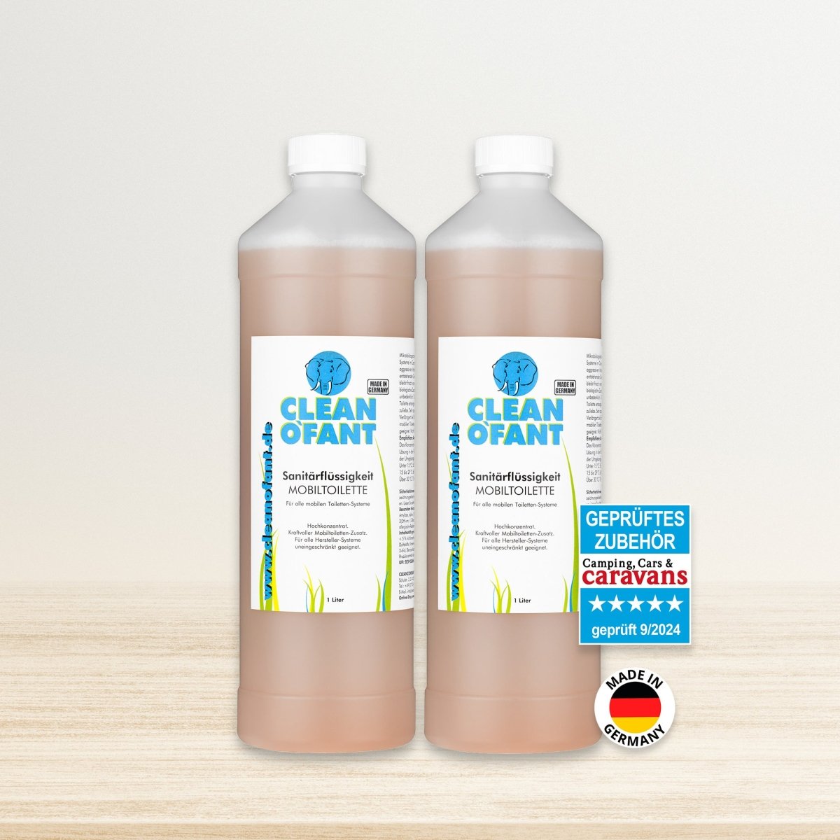 Öko - Sanitärflüssigkeit MOBILTOILETTE – 2 x 1 Liter - CLEANOFANT