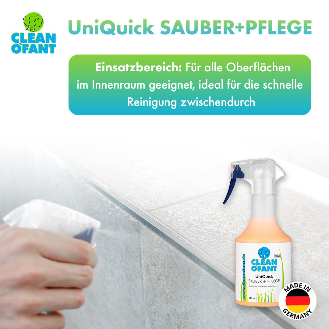 UniQuick SAUBER+PFLEGE + Premium - Mikrofasertuch (Wohnwagen / Wohnmobil) - CLEANOFANT