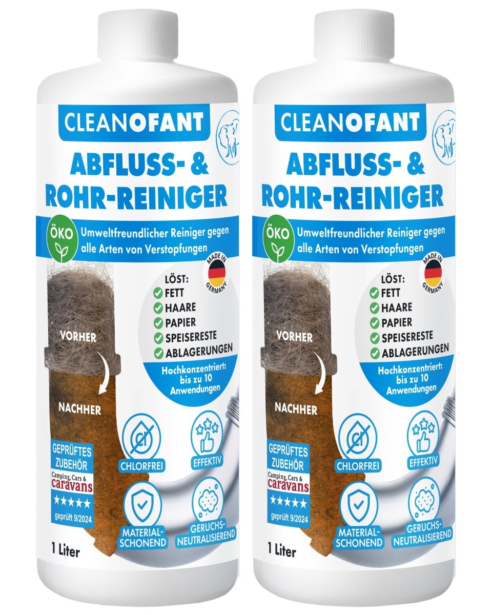 Öko - Abflussfrei ROHRREINIGER – 2 x 1 L Konzentrat - CLEANOFANT
