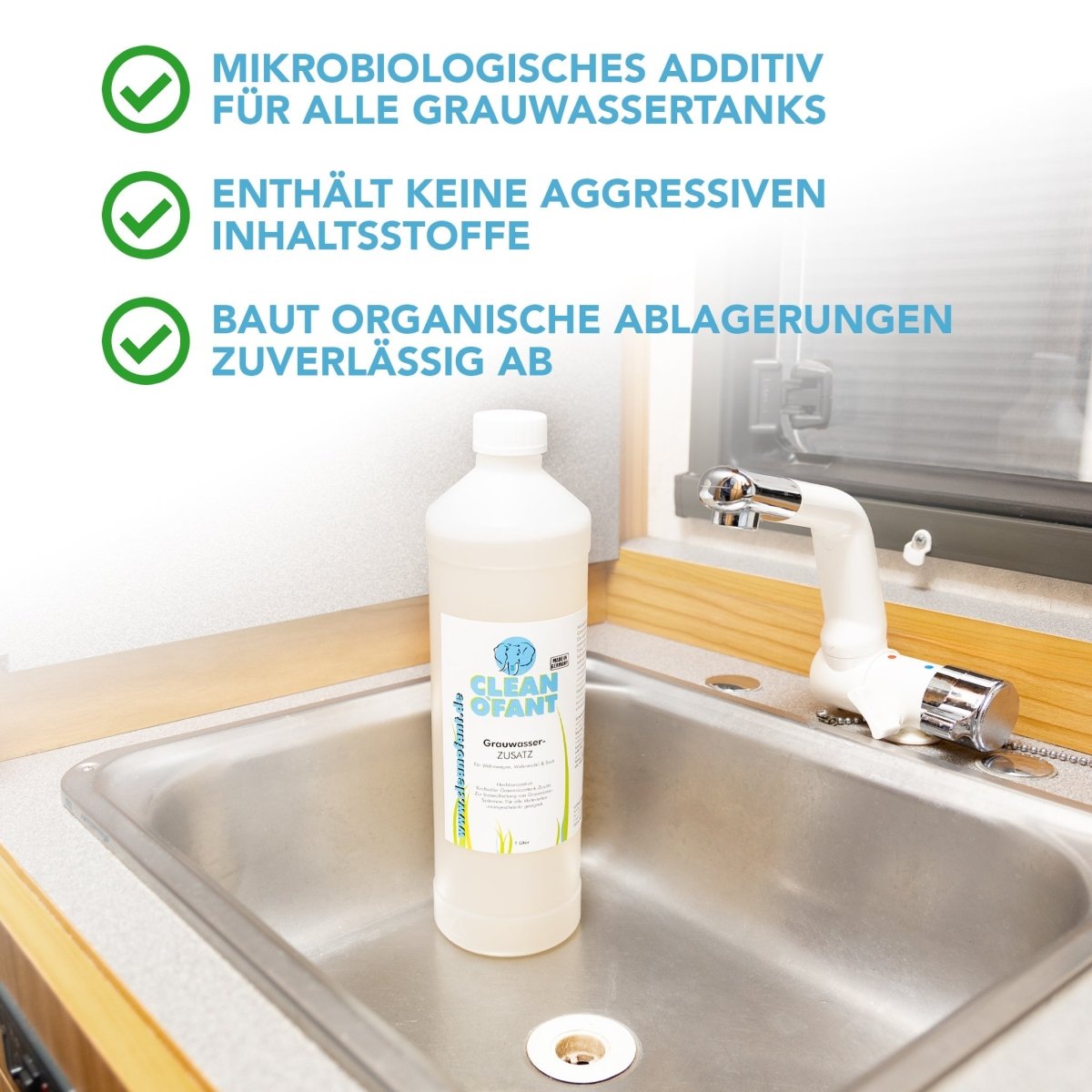 Sanitärflüssigkeit MOBILTOILETTE + Grauwasser-ZUSATZ + Abflussfrei ROHRREINIGER Set - CLEANOFANT