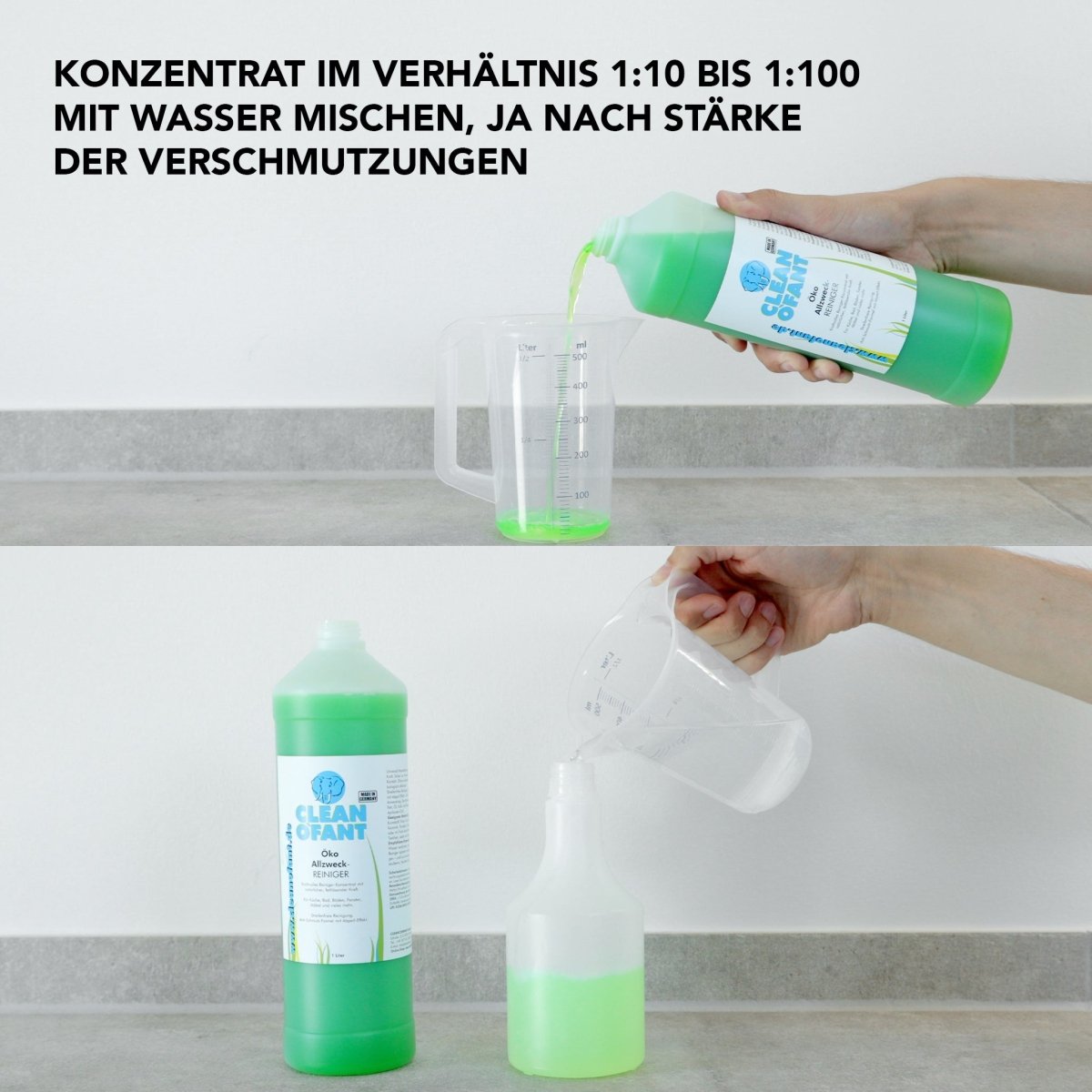 Öko - ALLZWECKREINIGER Konzentrat - 1 Liter (1:10 bis 1:100) - CLEANOFANT