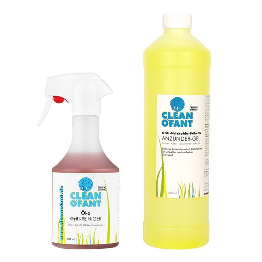 Set Grill - ANZÜNDER - Gel - 1 Liter + Öko - GRILL - REINIGER Konzentrat - 500 ml - CLEANOFANT