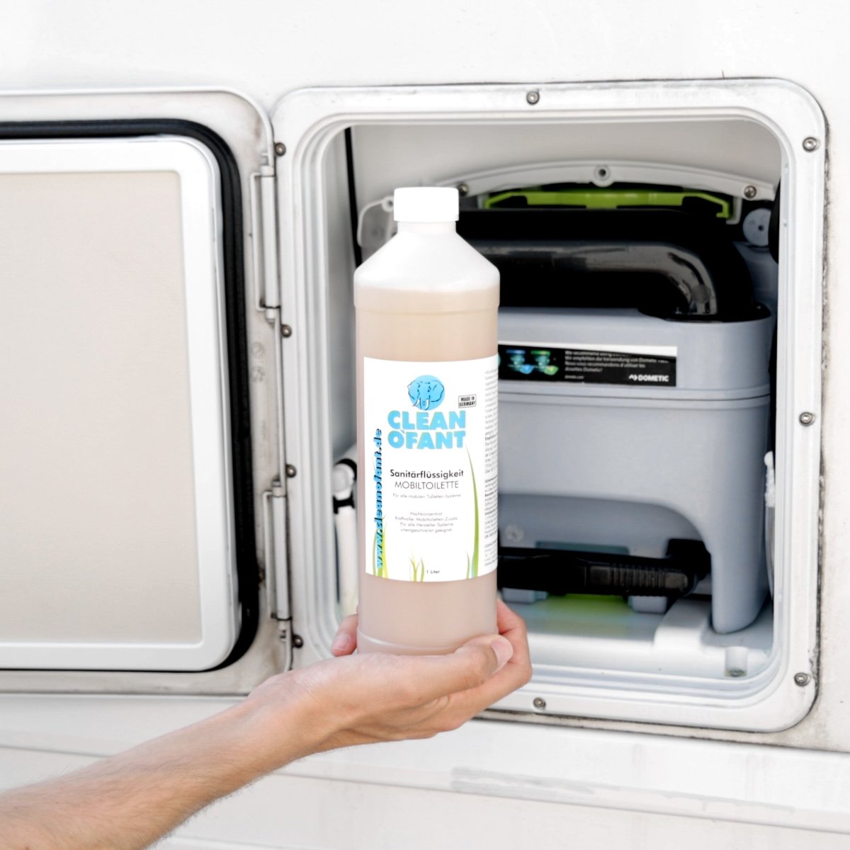 Öko - Sanitärflüssigkeit MOBILTOILETTE + Öko - Grauwasser - ZUSATZ + Öko - Abflussfrei ROHRREINIGER Set - CLEANOFANT