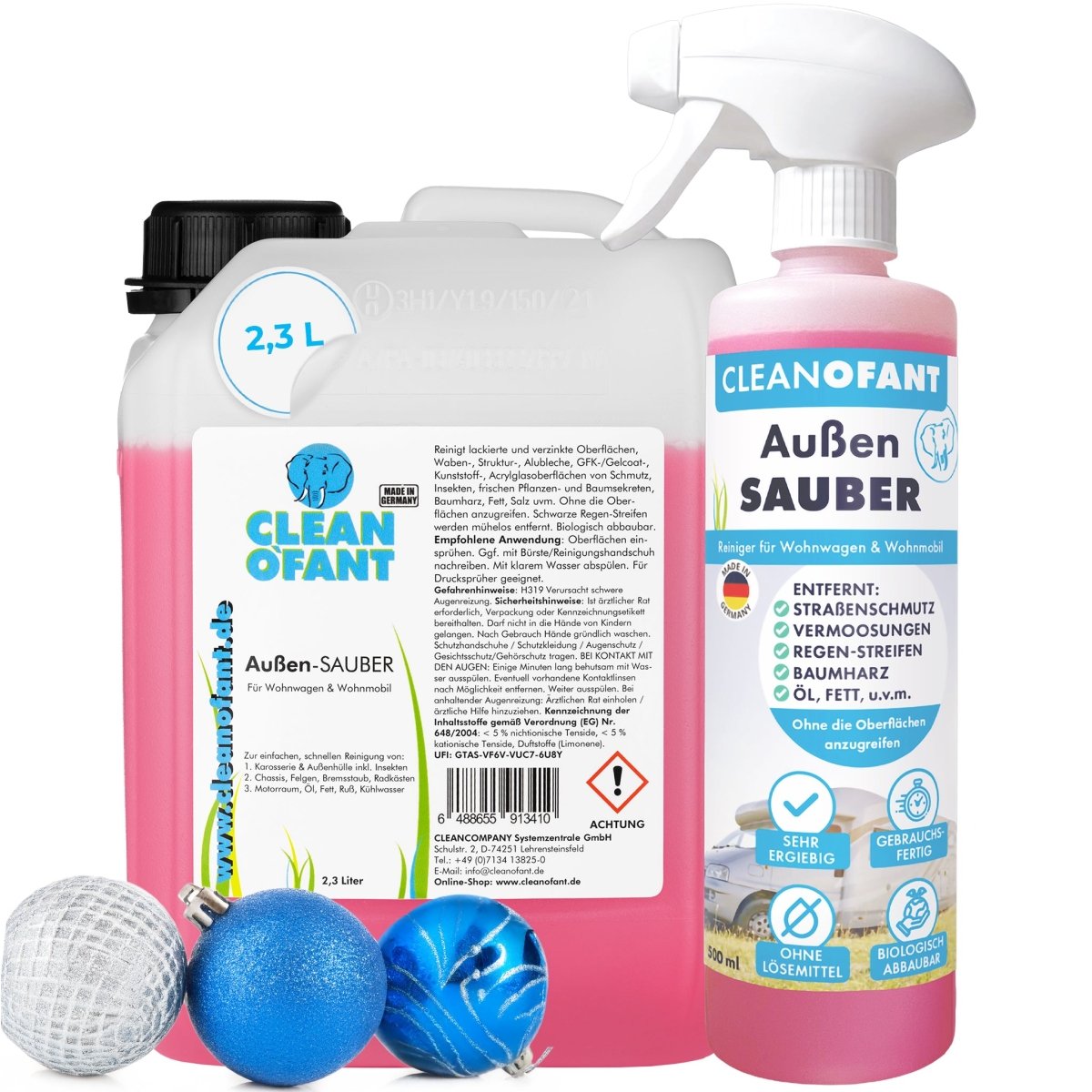 Außen - SAUBER (gebrauchsfertig) 2,3 L + 500 ml Set - CLEANOFANT
