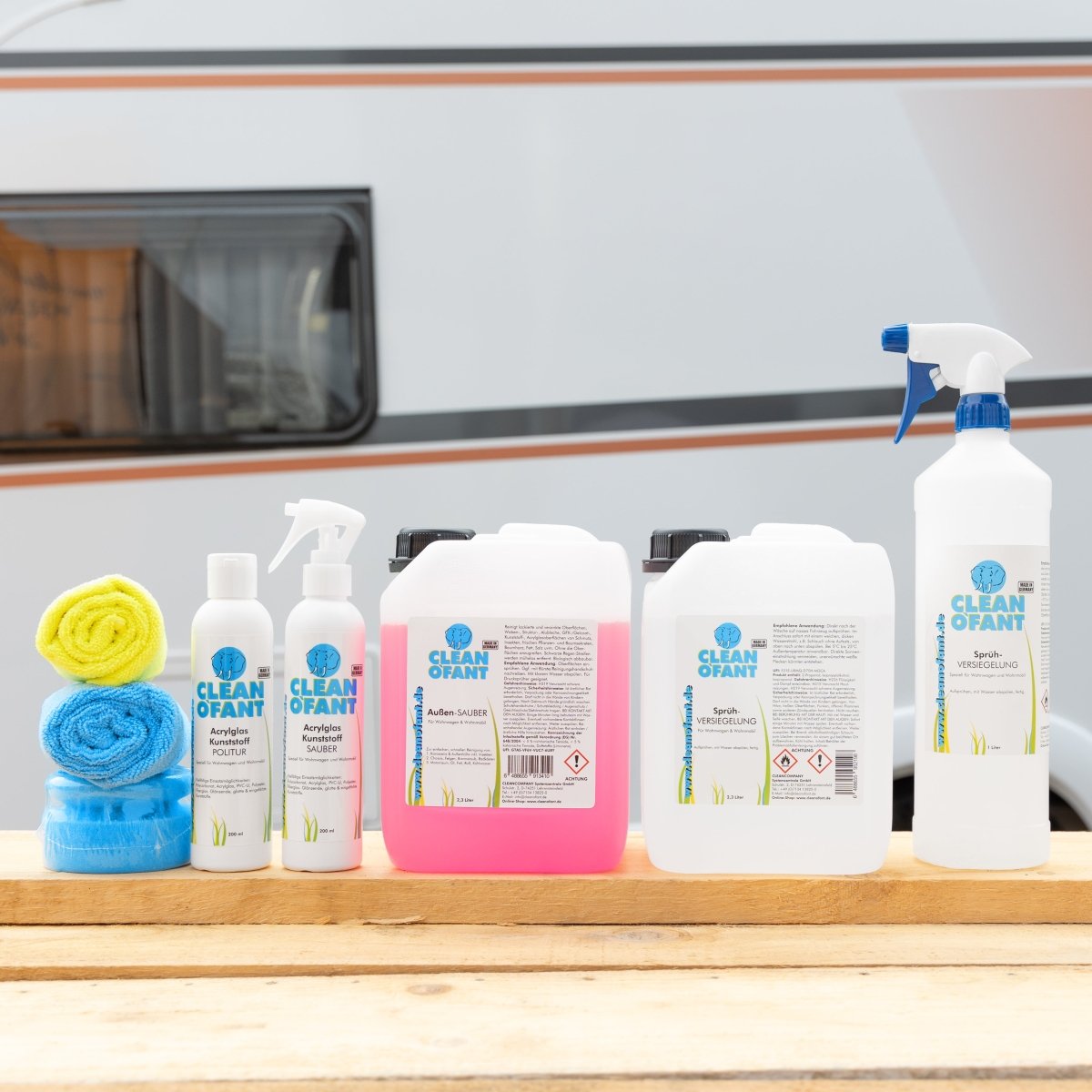 Reinigung Versiegelung & Acrylglas Fenster Reiniger Politur Set (Caravan / Wohnwagen / Wohnmobil) - CLEANOFANT