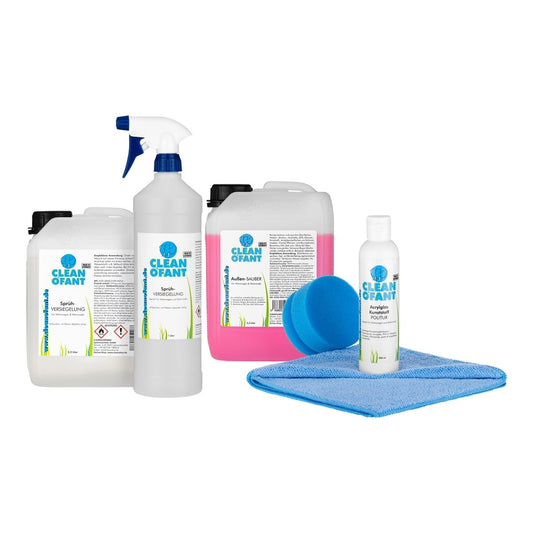 Reinigung Versiegelung & Acrylglas Politur Set (Wohnwagen - Wohnmobil - Reiniger - Fenster polieren - versiegeln) - CLEANOFANT