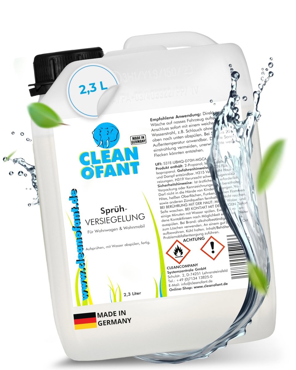 Sprüh - VERSIEGELUNG 2,3 Liter (Refill) - Aufsprühen - abspülen - fertig! Lack Gelcoat GFK Strukturblech Wabenblech Dach Acryl Folie - ideal für große Flächen (Caravan / Wohnwagen / Wohnmobil) - CLEANOFANT