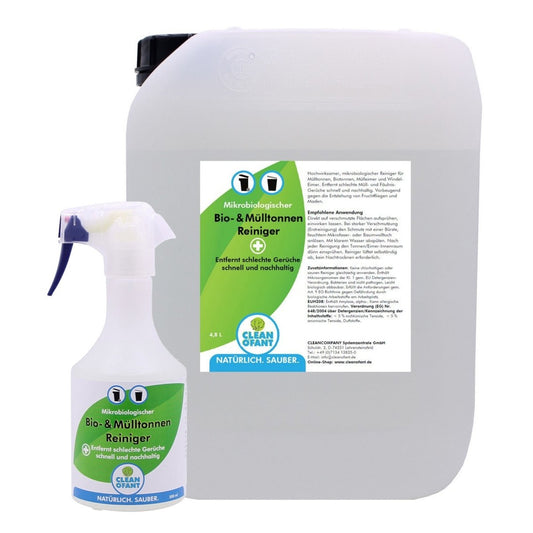 Bio- & Mülltonnen-Reiniger - mikrobiologisch - 4,8 Liter inkl. Sprühflasche leer - CLEANOFANT