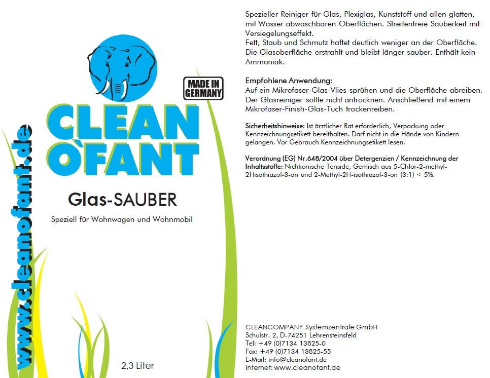 Glas-SAUBER (Glasreiniger) - 2,3 Liter - CLEANOFANT