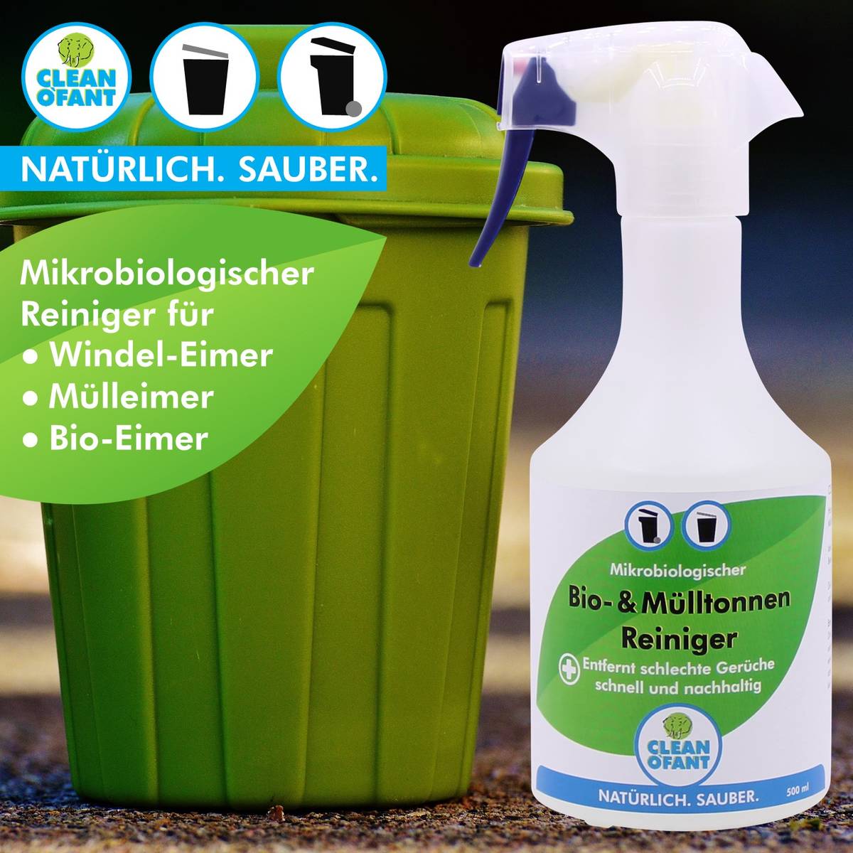 Bio- & Mülltonnen-Reiniger - mikrobiologisch - 500 ml - CLEANOFANT