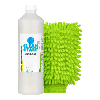 Shampoo mit Wachs 1 L + Mikrofaser-Reinigungshandschuh ultraweich - CLEANOFANT